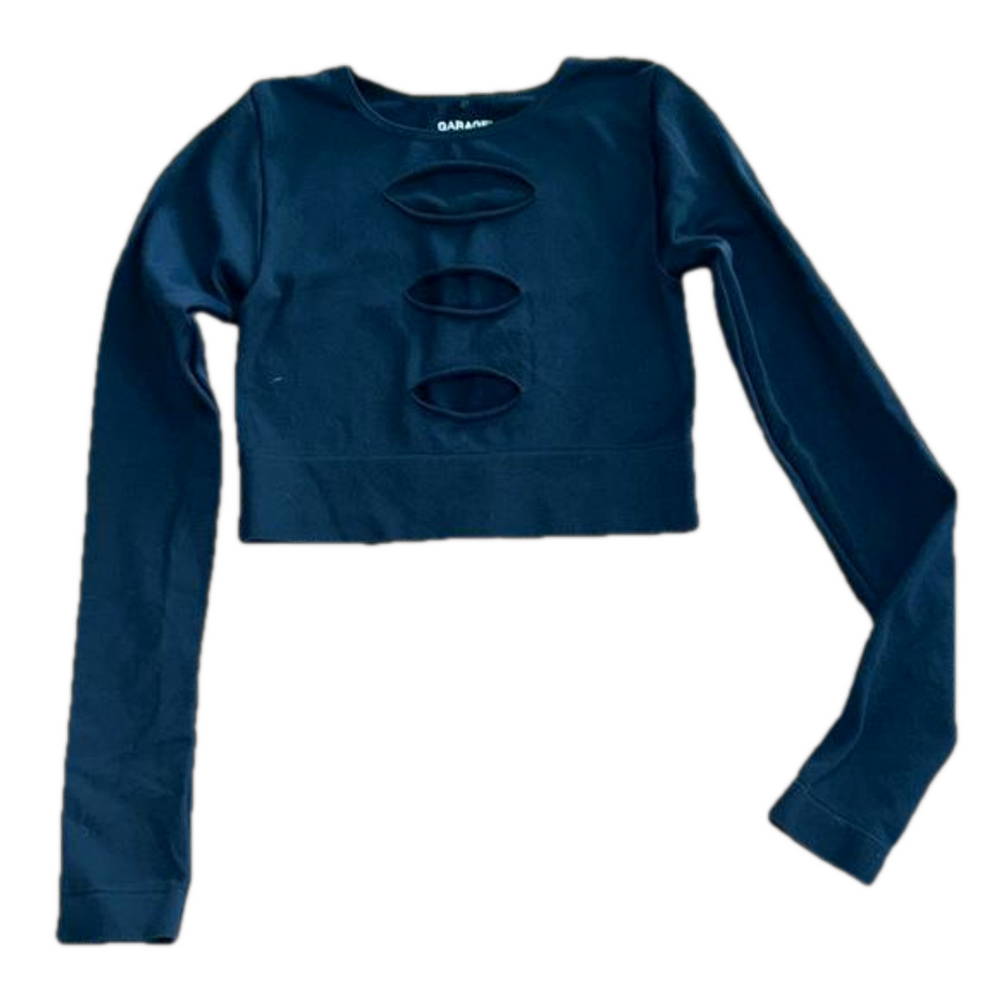 Garage: Black, Cut Out, Crop Top: Size XS